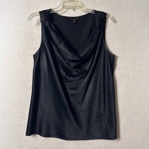 ST. JOHN tank cami womens M black Silk/Spandex blend top shirt draped neck